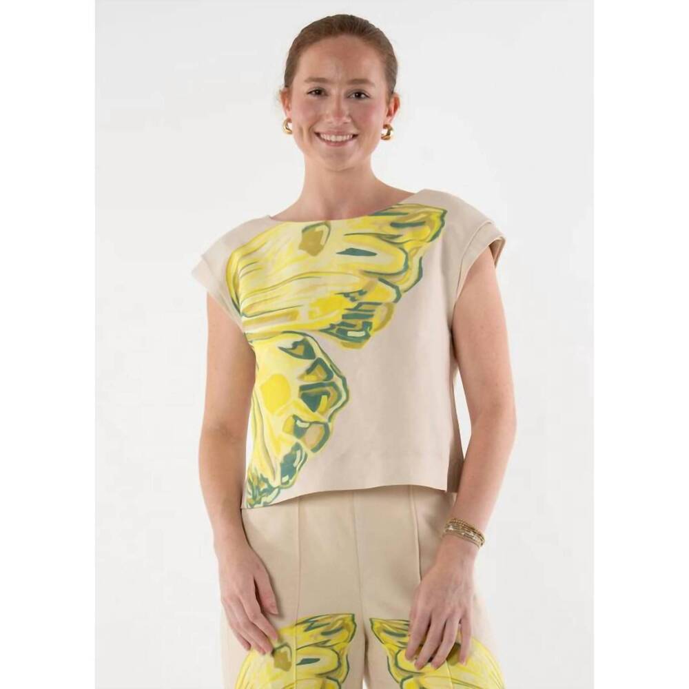 NEW EMILY MCCARTHY hatti crewneck top in clouded yellow